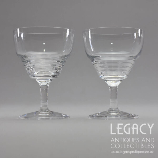 Pair of Stuart Crystal ‘Stratford’ Design Lead Crystal Small Claret Wine Glasses