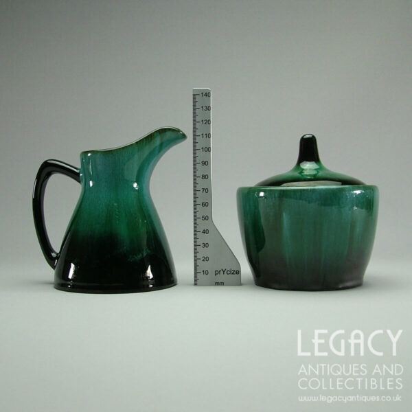 Vintage Canadian Blue Mountain Pottery Cream Jug and Sugar Bowl Set in Green