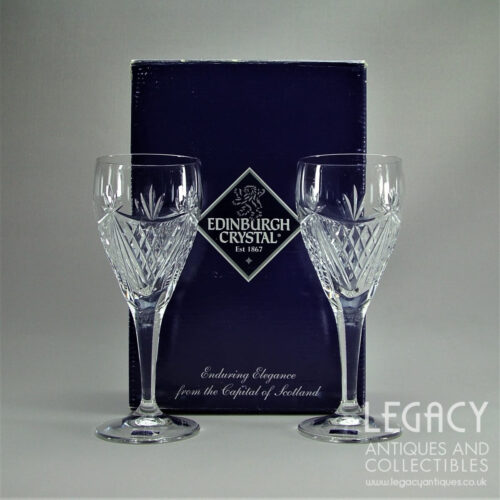 Pair of Edinburgh Crystal 'Beauly' Design Wine Goblets ( 7½") in Original Box