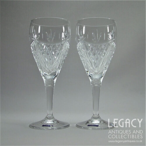 Pair of Edinburgh Crystal 'Beauly' Design Wine Goblets ( 7½") in Original Box