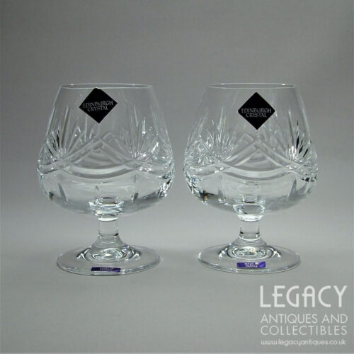 Pair of Edinburgh Crystal (International) 'Serenade' Design Brandy Glasses in Original Box