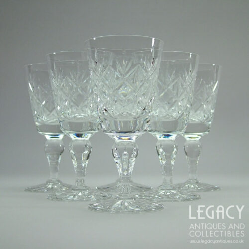 Set of Six Edinburgh Crystal ‘Glenshee’ Design Lead Crystal Sherry Glasses in Original Box