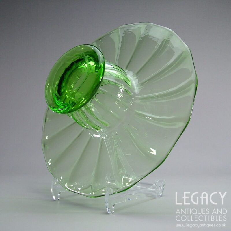 Stuart Crystal Large Glass Flower Bowl or Posy Vase in Green c.1930s ...