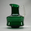 Retro Murano Green Glass Jug with Crimped Flint Glass Handle c.1960s