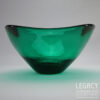 Whitefriars Glass Large Tricorn Encased Glass Fruit Bowl No. 9525 in Green c.1960s