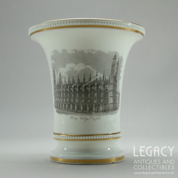Porcelain Spill Vase with Transfer Printed Scene of King's College Chapel (Cambridge) c.1830
