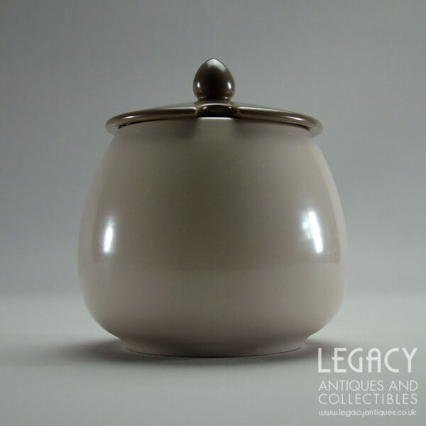 Poole Pottery ‘Twintone’ Range Lidded Preserve Pot in Sepia and Mushroom No. C54