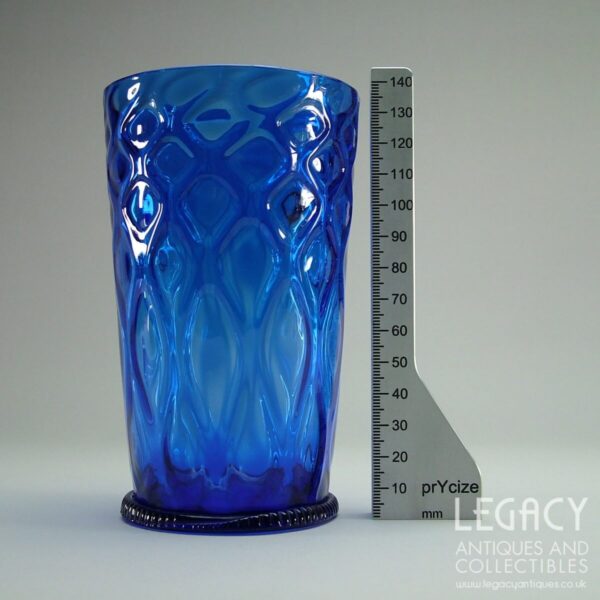 James Powell & Sons (Whitefriars) 'Woodchester' Design Beaker Vase No. 1181 in Sanctuary Blue
