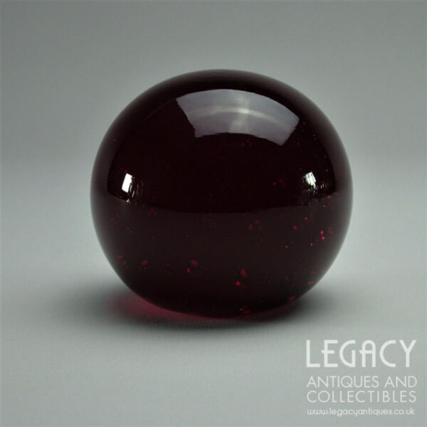 Whitefriars Glass Bubbled Paperweight No. 9308 in Ruby (3" Diameter)