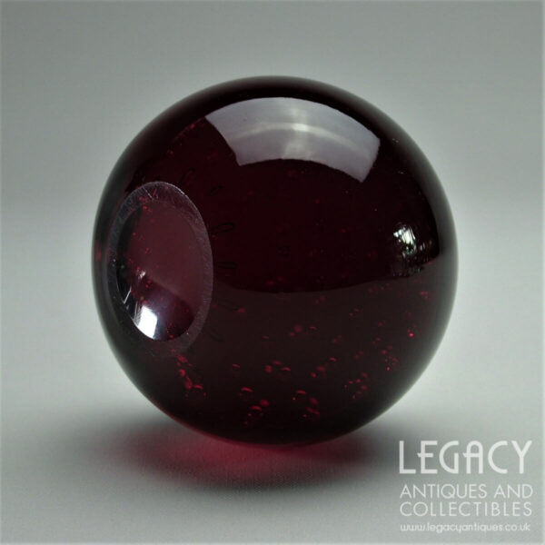 Whitefriars Glass Bubbled Paperweight No. 9308 in Ruby (3" Diameter)