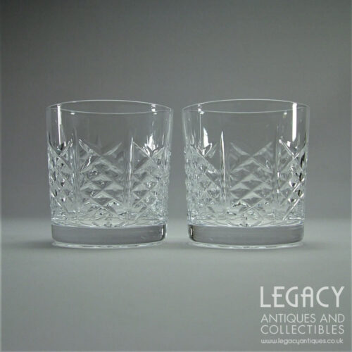 Pair of Edinburgh Crystal ‘Highland’ Design Lead Crystal Old Fashioned Whisky Tumblers