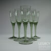 Set of Six Retro Grey Glass Sherry or Liqueur Glasses with Air-Twist Stems c.1970s