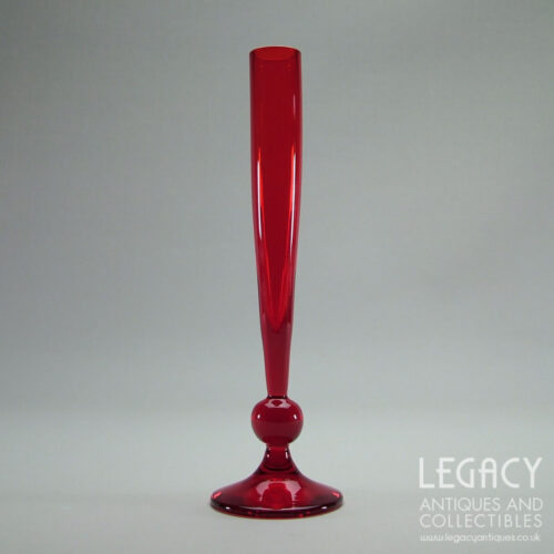 Whitefriars Glass Small Knopped Bud Vase No. 9484 in Ruby