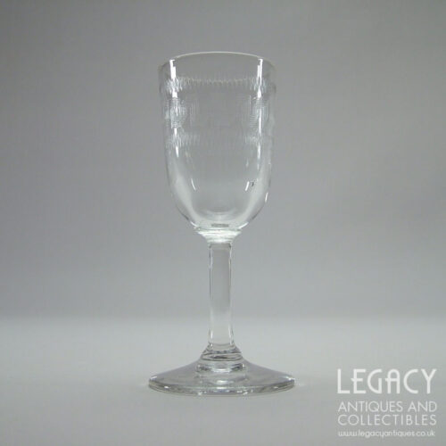 Set of Six Late Victorian 'Greek Key' Design Tall Sherry Glasses c.1880