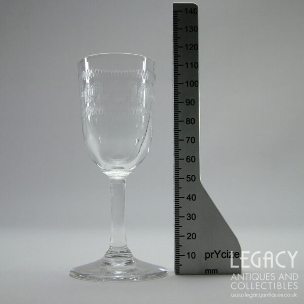 Set of Six Late Victorian 'Greek Key' Design Tall Sherry Glasses c.1880