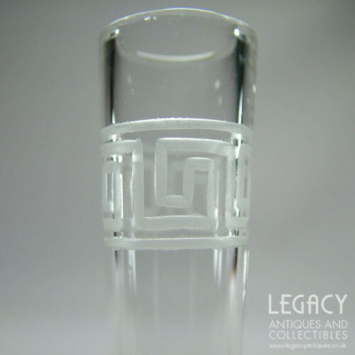 Late Victorian Small Flint Glass Bud Vase with Intaglio Cut 'Greek Key' Motif c.1890