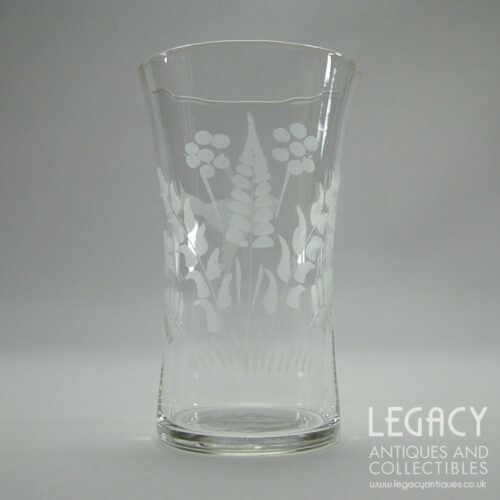 Set of Three Early 20th Century Water Tumblers with Engraved Bird and Foliage Motif c.1920