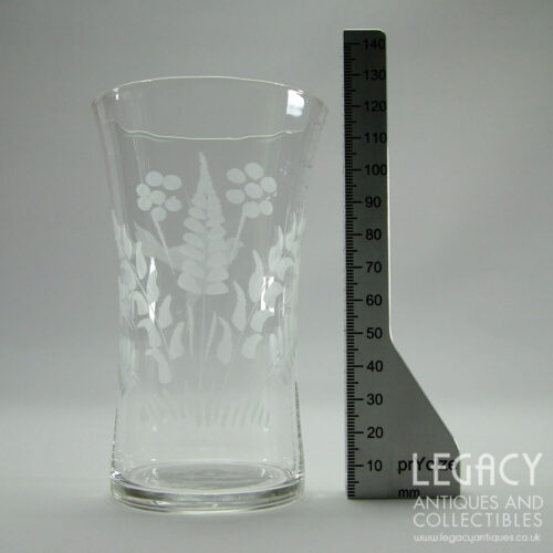 Set of Three Early 20th Century Water Tumblers with Engraved Bird and Foliage Motif c.1920