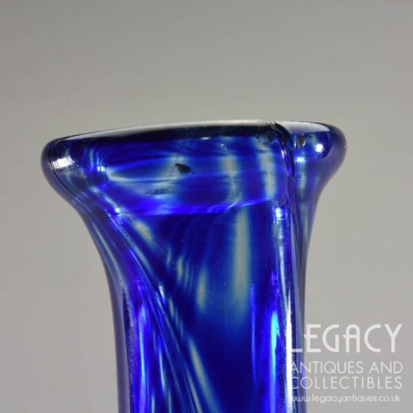 Mid-19th Century Nailsea Blue Glass Carafe with Combed Design