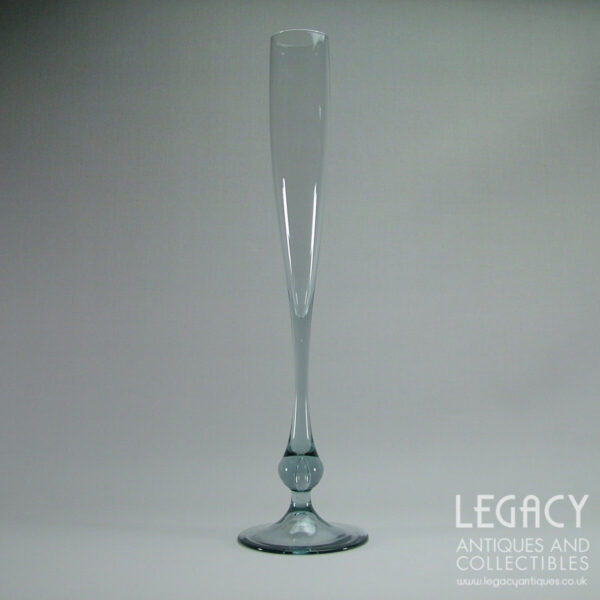 Whitefriars Glass Knopped Bud Vase No. 9284 in Arctic Blue (16" High)