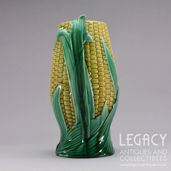 Late Victorian Majolica 'Corn on the Cob' Ceramic Jug or Pitcher c.1870