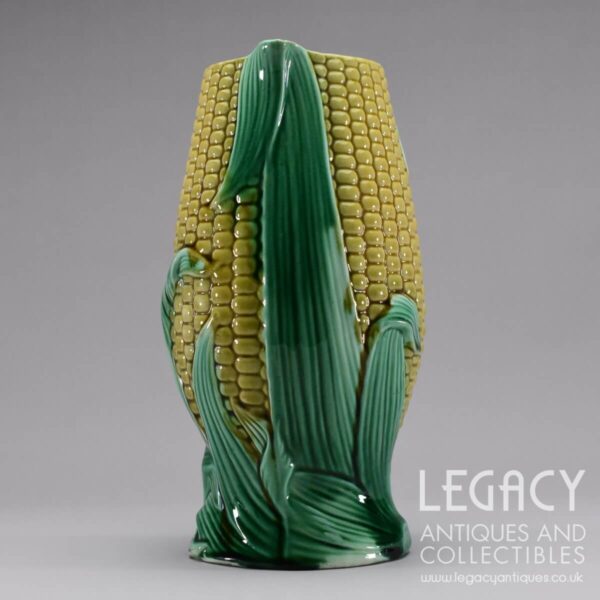 Late Victorian Majolica 'Corn on the Cob' Ceramic Jug or Pitcher c.1870