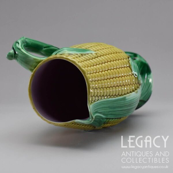 Late Victorian Majolica 'Corn on the Cob' Ceramic Jug or Pitcher c.1870