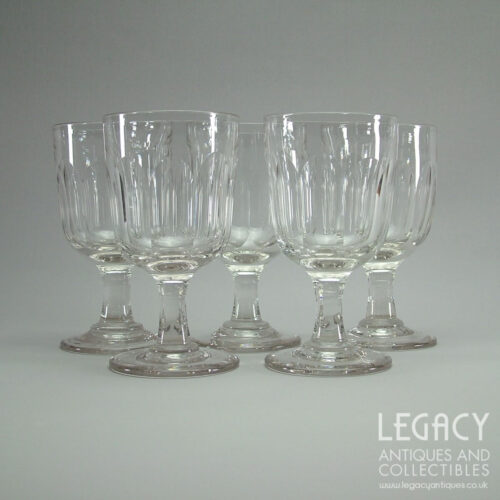 Set of Five Late Georgian (Regency Period) Panel Cut Lead Crystal Rummers c.1820