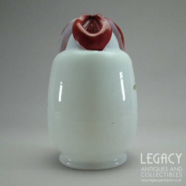 Late 19th Century Milk Glass Flower Vase with Unusual Gathered Rim