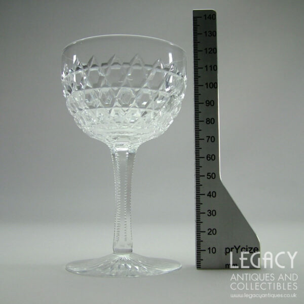 Set of Four Late Victorian Highly Cut Lead Crystal Pan Wine Glasses c.1880