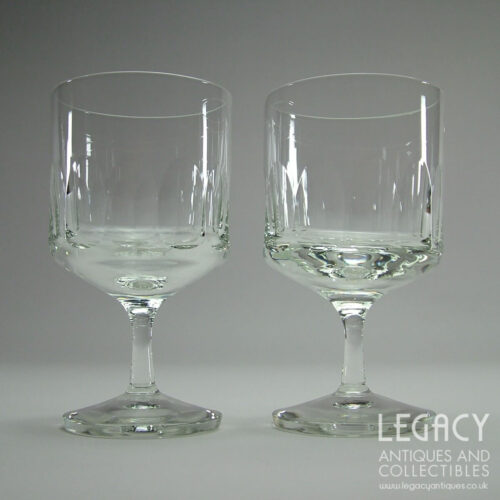 Pair of Wedgwood Glass 'Norfolk' Design Cylindrical Bowled Wine Glasses