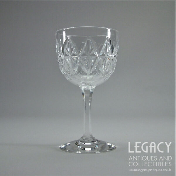 Pair of Stuart Crystal High-Quality Star and Lens Cut Lead Crystal Wine Glasses c.1920s
