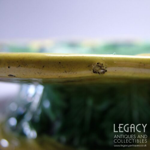 Late 19th Century 'Majolica' Ceramic Tazza with Basket-weave and Floral Design