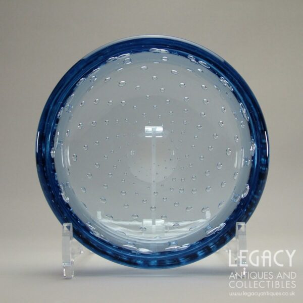 Whitefriars Glass Controlled Bubbled Bowl No. 9099 in Sapphire Blue (6")