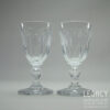 Pair of Mid Victorian Highly Cut Lead Crystal Wine Glasses with Faceted Stems c.1870