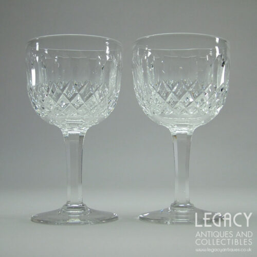 Pair of Thomas Webb ‘Normandy’ Design Lead Crystal Claret or Red Wine Glasses c.1920s