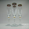 Set of Four Bohemian Glass Champagne Flutes with Gold Rims