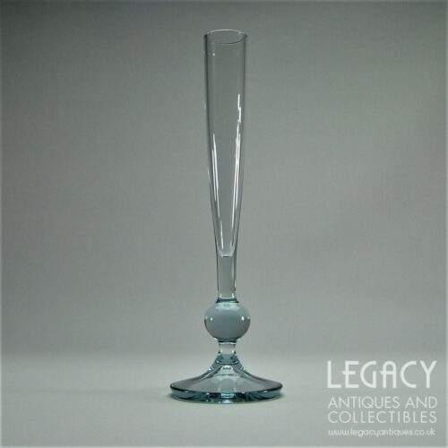 Retro Whitefriars Small Glass Bud Vase No. 9484 in Arctic Blue