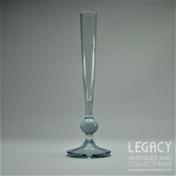 Retro Whitefriars Small Glass Bud Vase No. 9484 in Arctic Blue