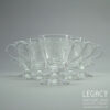 Set of Six Victorian Star Diamond and Circle Engraved Lead Crystal Custard Cups c.1860