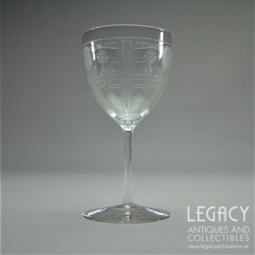 Set of Five High-Quality Lead Crystal Machine Engraved Wine Glasses c.1890