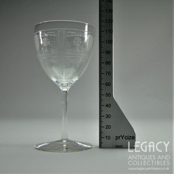 Set of Five High-Quality Lead Crystal Machine Engraved Wine Glasses c.1890