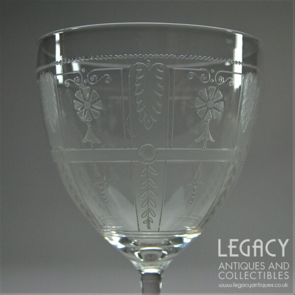 Set of Five High-Quality Lead Crystal Machine Engraved Wine Glasses c.1890