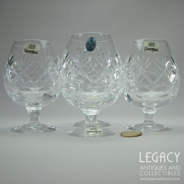 Set of Four Royal Doulton ‘Georgian’ Design Brandy Glasses with Original Stickers