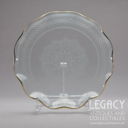 Chance Glass 8-Inch White 'Lace' Design Fluted Glass Plate in Original Box