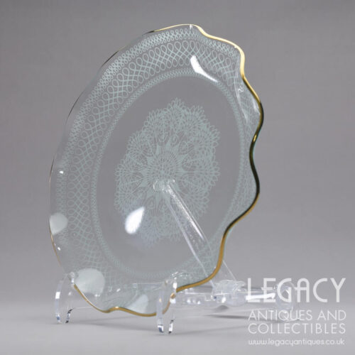 Chance Glass 8-Inch White 'Lace' Design Fluted Glass Plate in Original Box