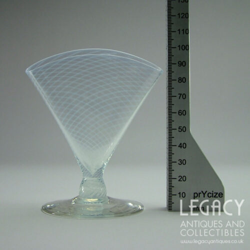 Early 20th Century British Striped Opalescent Glass Fan Shaped Posy Vase