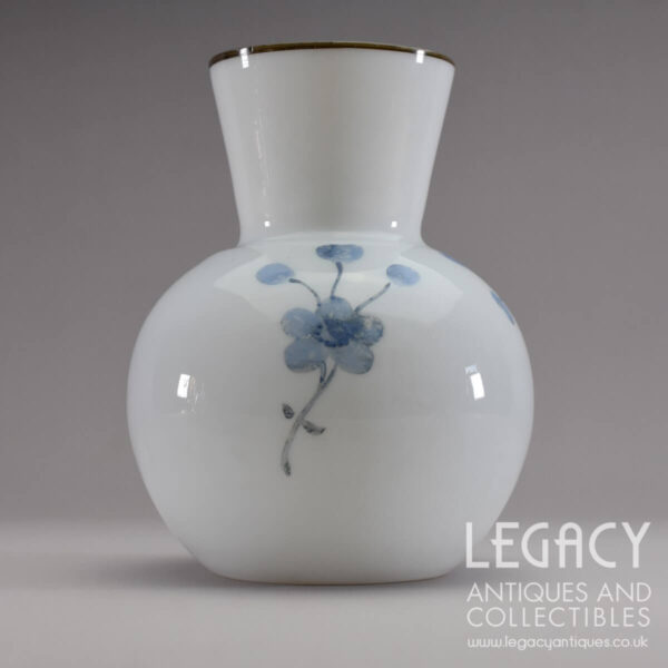 19th Century Milk Glass Vase with Hand-painted ‘Aesthetic Movement’ Floral and Fan Motif c. 1880