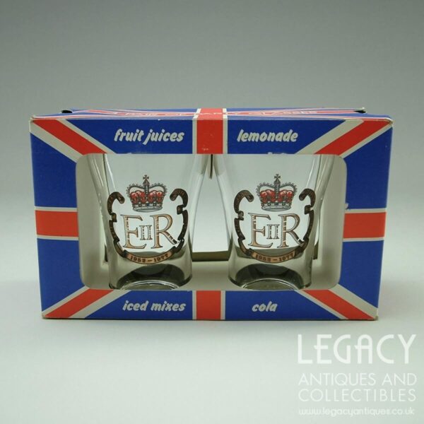 Pair of Commemorative Silver Jubilee Small Tumblers in Original Box c.1977