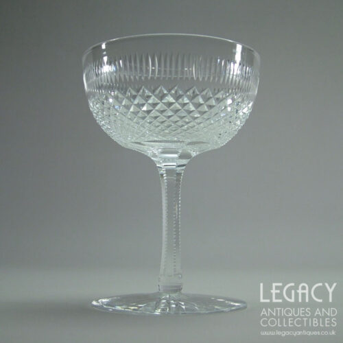 Set of Four High Quality Diamond Cut Lead Crystal Pan Champagne Glasses c.1900